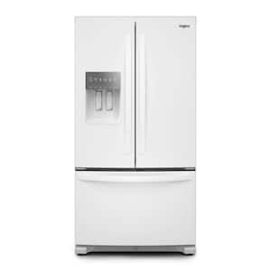 36 in. 24.7 cu. ft. Wide French Door Bottom Mount Refrigerator in White with Maximum Ice Capacity