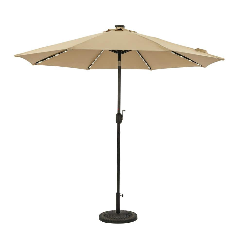 Island Umbrella Mirage II Fiesta 9 ft. Octagon Market Umbrella with LED ...