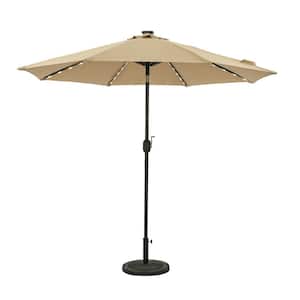 Mirage II Fiesta 9 ft. Octagon Market Umbrella with LED Tube Lights in Champagne - Breez-Tex