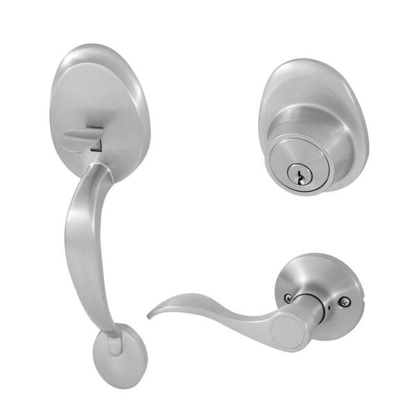 Honeywell 2.4 in. Satin Nickel Wave Handle Door Lock Door Handleset