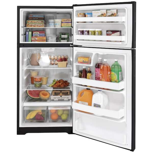 GE Appliances 16.6 Cu Ft. Top Freezer Refrigerator in Black