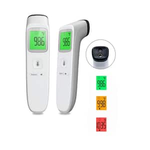 White No-Touch Digital Thermometer w/Fever Alarm for Adults Kids Baby, 1 Second Result, Accurate & Easy to use, 2 Pack