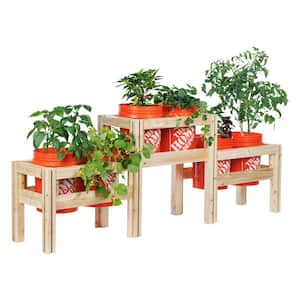 79 in. x 16 in. x 30 in. 2-Tiers 6-Bucket Elevated Unfinished Wood Cedar Garden Frame Raised Beds