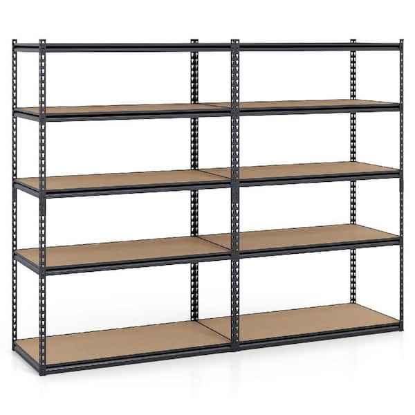 2-Pieces 72 in. H x 48 in. W x 24 in. D 5-Tier 96 in. Width Garage Shelving Unit 2200 lbs. Metal Shelves in Black
