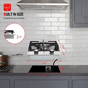 12 in. Recessed Gas Stove Cooktop with 2 Sealed Burners in Black Tempered Glass, ETL