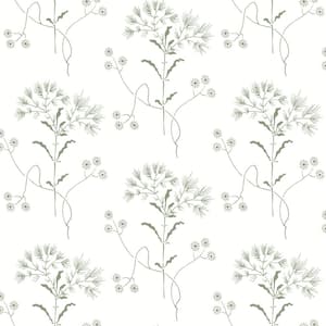 Green Wildflower Non Woven Preium Paper Peel and Stick Matte Wallpaper Approximately 34.2 sq. ft