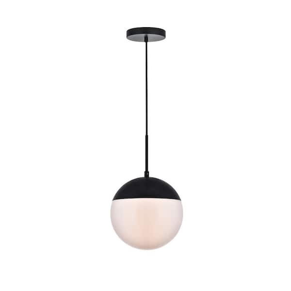 Unbranded Timeless Home 10 in. 1-Light Black and Frosted White Pendant Light, Bulbs Not Included