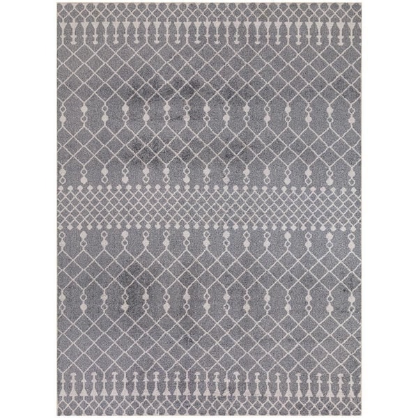 Nourison Astra Machine Washable Denim 5 ft. x 7 ft. Moroccan Transitional Area Rug