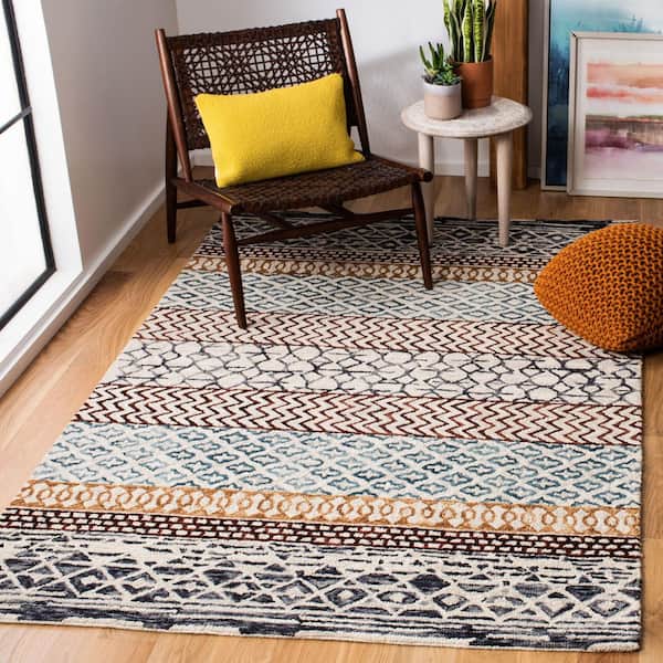 Capri 6 ft. x 9 ft. Ivory/Charcoal Geometric Striped Area Rug