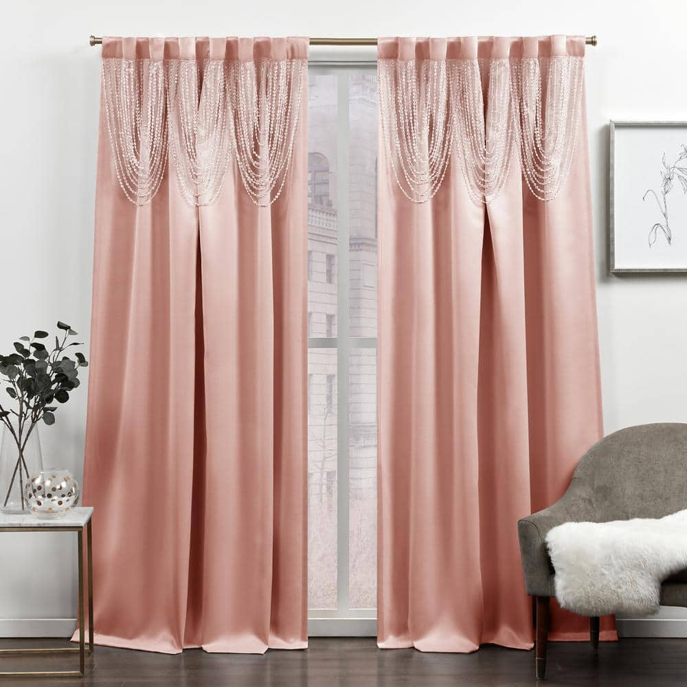 EXCLUSIVE HOME Bliss Blush Solid Room Darkening 54 in. x 84 in. Hidden ...