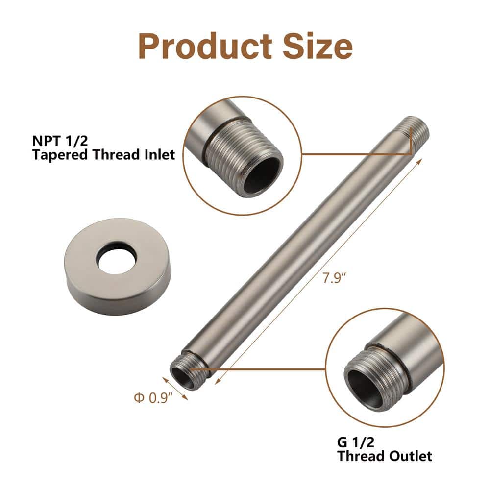 8-Inch Brushed Nickel Ceiling Mounted Shower Arm
