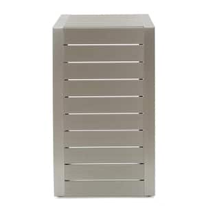 Cape Coral Silver C-Shaped Aluminum Outdoor Accent Table