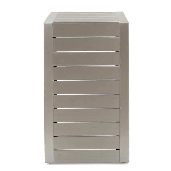 Noble House Cape Coral Silver C-Shaped Aluminum Outdoor Accent Table