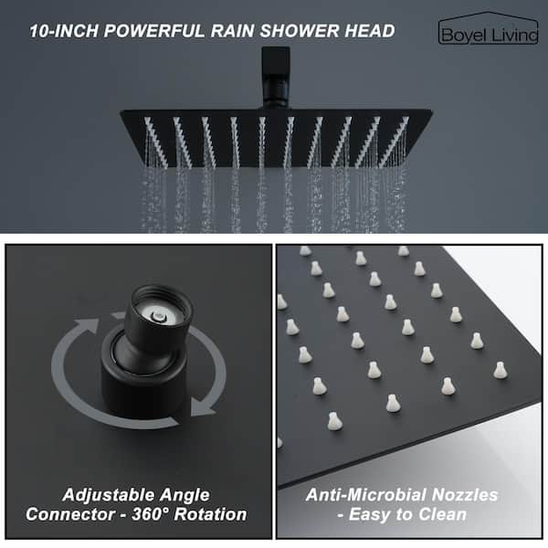 Wall Mount Single-Handle 1-Spray Tub and Shower Faucet with 10 in. Fixed Shower Head in Matte Black (Valve Included)