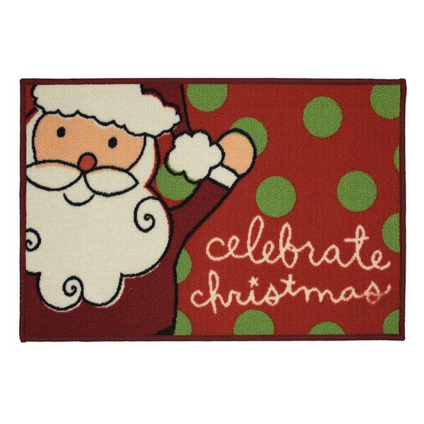 Home Accents Holiday Santa Celebrates 17 in. x 29 in. Printed Holiday Mat