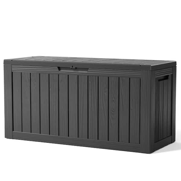FAWEY TRED INC 80 Gal. Black Resin Deck Box Outdoor Lockable Storage Box
