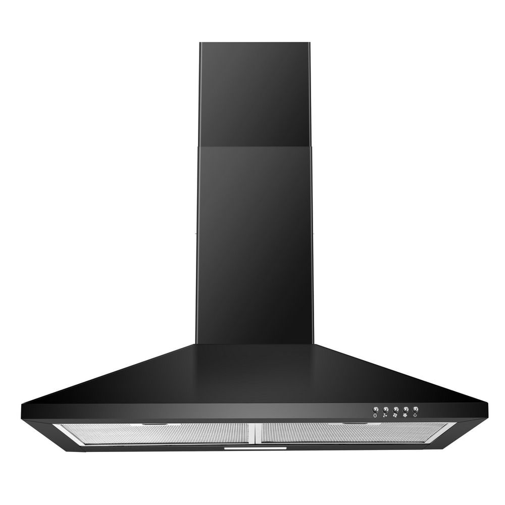 30 in. 450 CFM Wall Mount Range Hood Ducted/Ductless Convertible Downdraft System in Black with 3 Speed Exhaust Fan price history on PriceWatchPro