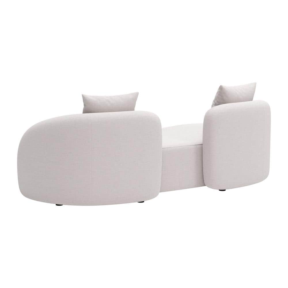 Beige Curved Three-Seat Outdoor Loveseat with Cushions