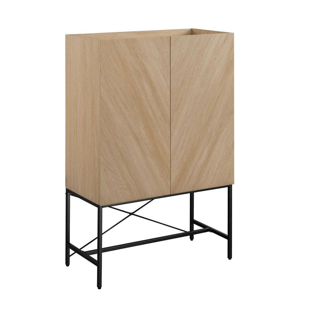 Coastal Oak Tall 2-Door Accent Cabinet with Adjustable Shelves