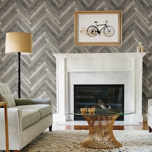 Altadena Grey Diagonal Wood Strippable Wallpaper (Covers 56.4 sq. ft.)
