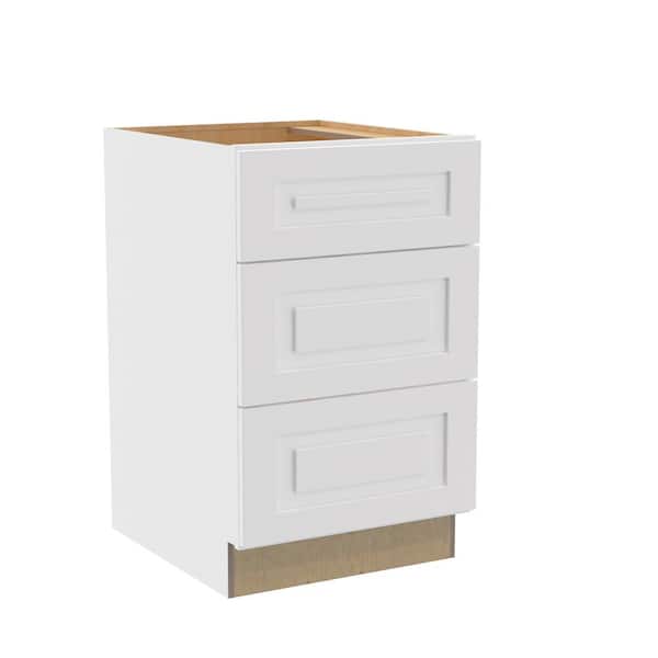 Home Decorators Collection Grayson 21 in. W x 24 in. D x 34.5 in. H Assembled Plywood Drawer Base Kitchen Cabinet in Pacific White with Soft Close