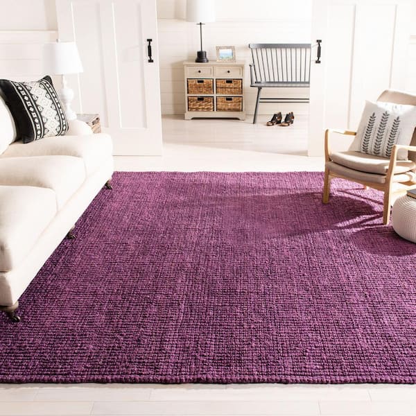 Natural Fiber Purple 9 ft. x 12 ft. Woven Crosstitch Area Rug