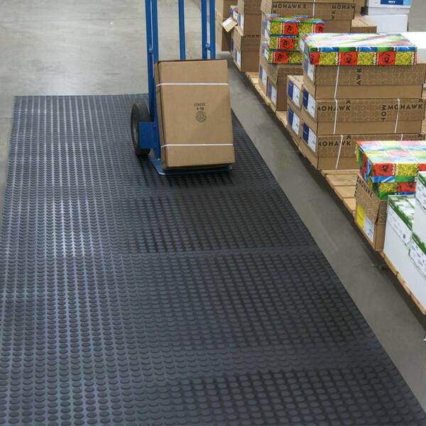 Rubber-Cal Coin Grip 4 ft. x 13 ft. Dark Grey Commercial Grade PVC Flooring