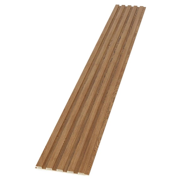 Golden Oak WPC Slat Wall Paneling, 8-Pack 3D Wood Panels for