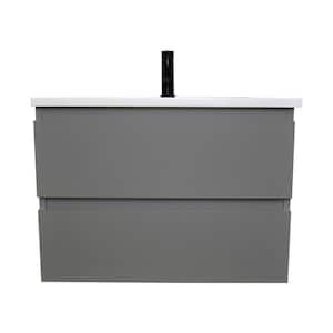 Salt 30 in. W x 20 in. D Bath Vanity in Gray with Acrylic Vanity Top in White with White Basin