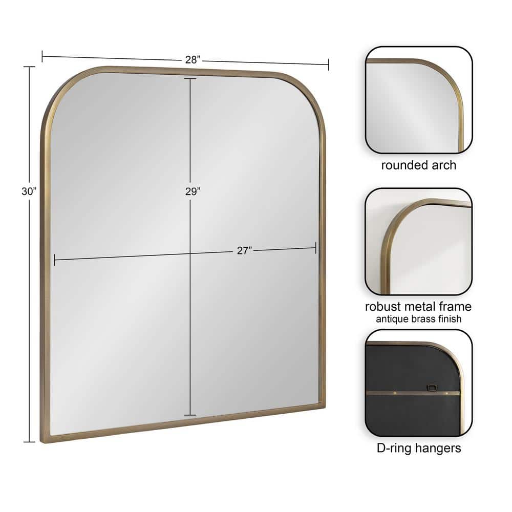 Gold Arched Metal Vanity Wall Mirror, 28 x 30