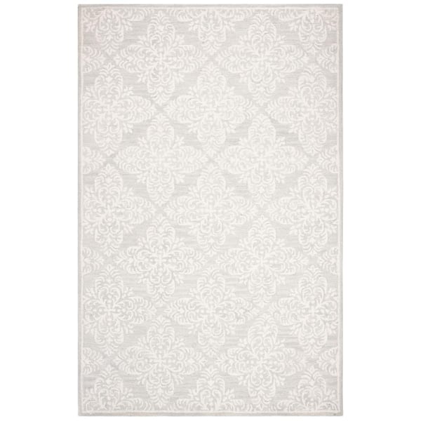 SAFAVIEH Micro-Loop Silver/Ivory 4 ft. x 6 ft. Geometric Area Rug
