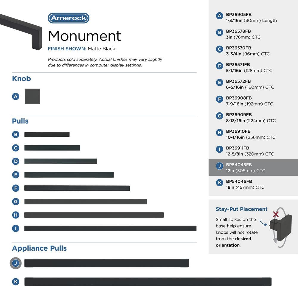 Monument Matte Black 12-inch Modern Appliance Pull