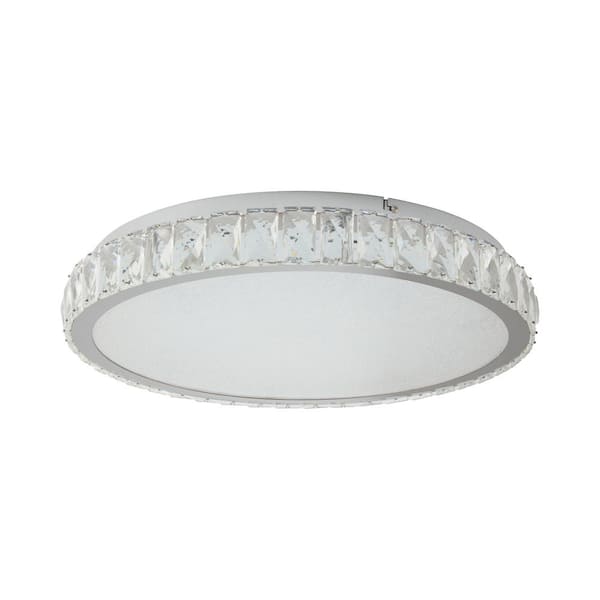 19.7 in. Crystal Integrated LED Ceiling Light Flush Mount, Dimmable Modern Fixture, Chrome (Bulb Not Included)