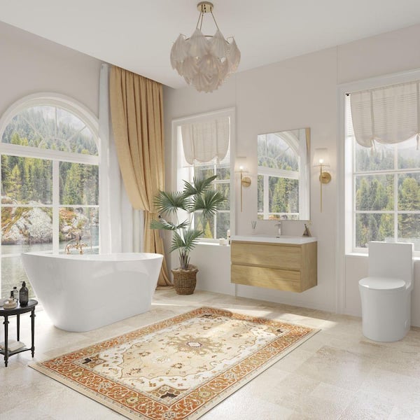 Aionor 36 in. W Single Sink Floating Bath Vanity in Natural Oak