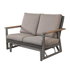 Outdoor 2-Person Metal Glider with Khaki Cushions