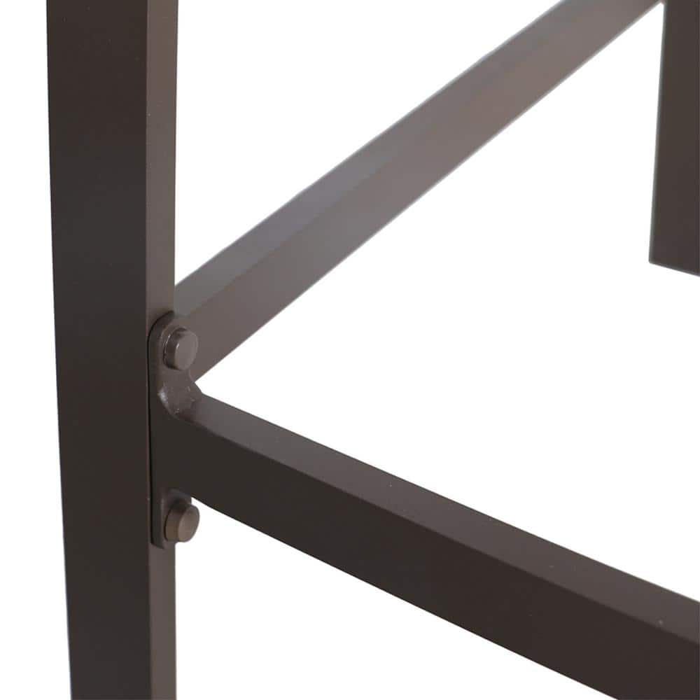 Brown Aluminum Frame Outdoor Counter Height Bar Stools, Set of 2