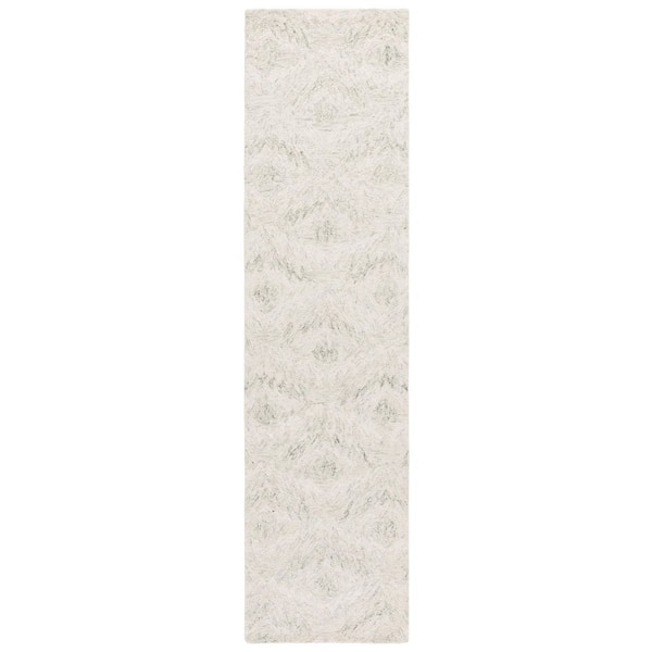 Ebony 2 ft. x 9 ft. Ivory/Light Green Zig-Zag Geometric Runner Rug