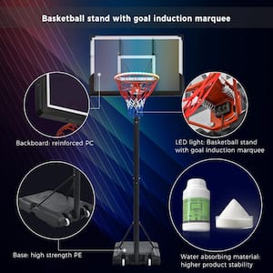 Adjustable  4.76 in. to 10 ft. removable cool glow-in-the-dark basketball hoop, great gift for friends and kids!