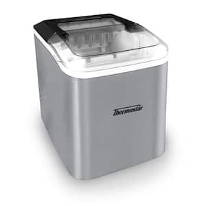 8.6 in. 26 lb. Self-Cleaning Portable Ice Maker Machine in Silver with Handle