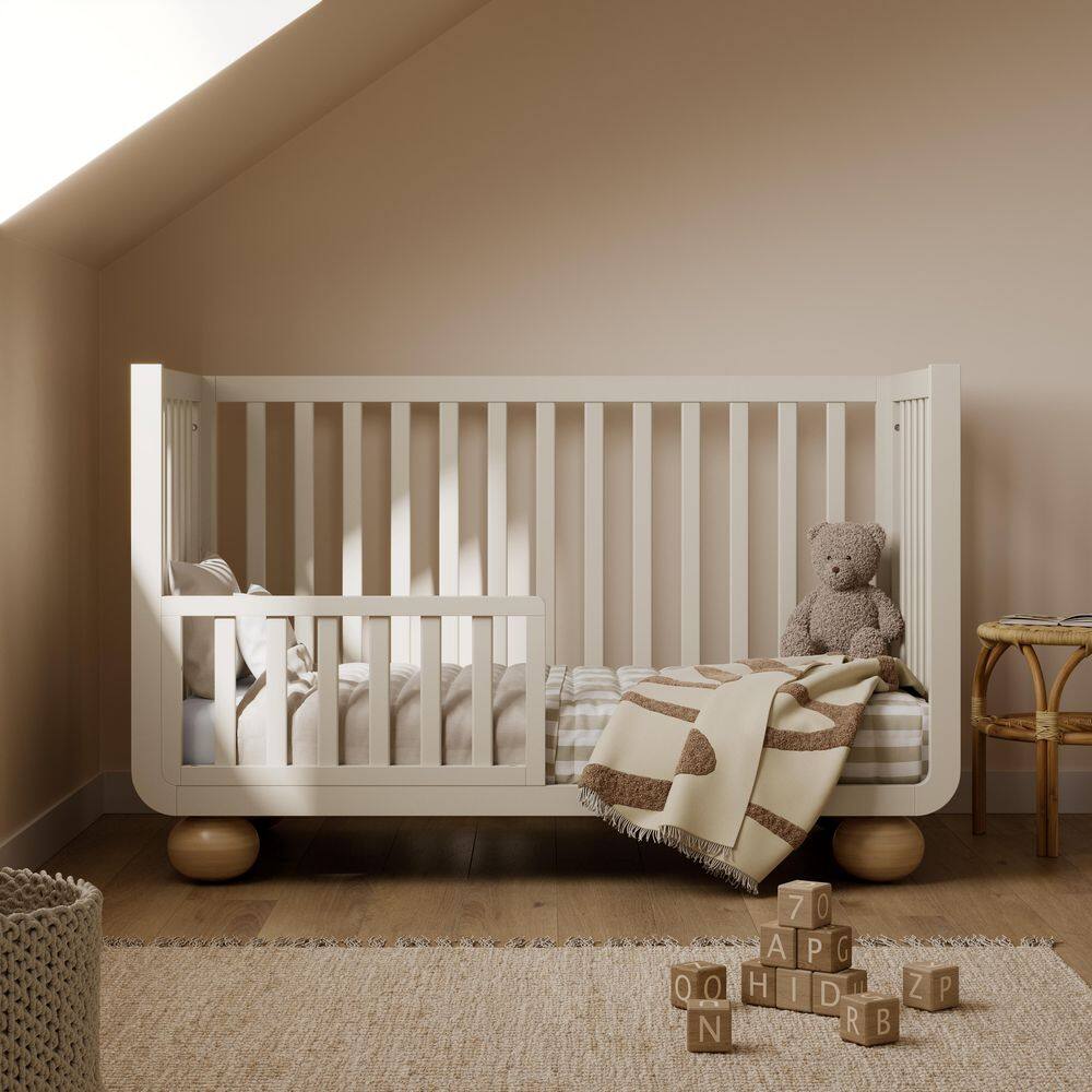 Amalfi Frosted Oat with Driftwood 5-in-1 Convertible Crib with Bonus Toddler Guardrail
