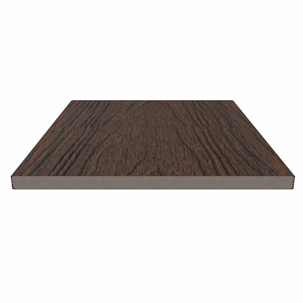 NewTechWood UltraShield 0.6 in. x 12 in. x 12 in. Spanish Walnut Fascia Composite Decking Board Sample