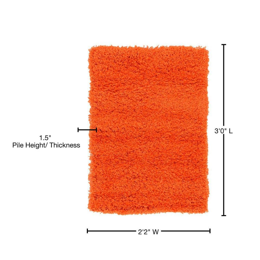 Tiger Orange Rectangular Synthetic Shag Area Rug 2'2" x 3'1"
