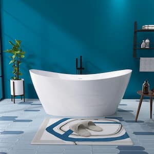 Moray 68 in. x 30 in. Acrylic Flatbottom Freestanding Soaking Non-Whirlpool Bathtub with Pop-up Drain in Glossy White