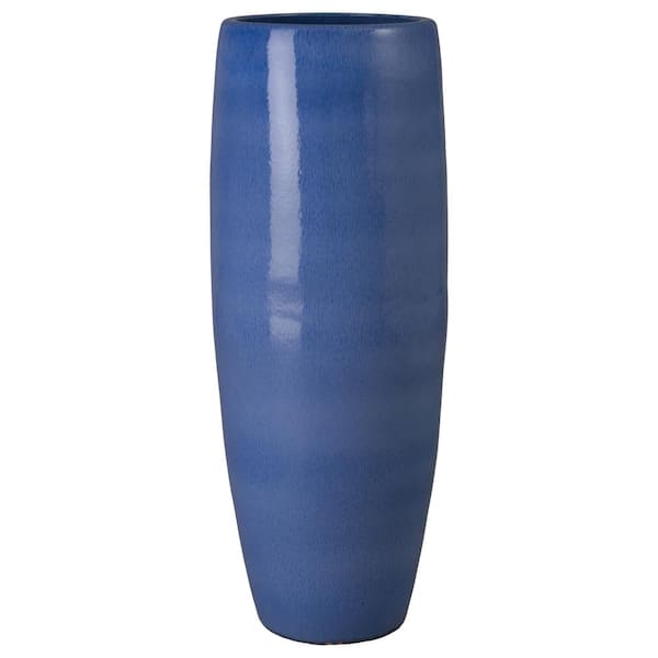 Emissary 19 in. L x 47 in. H Blue Snow Ceramic Round Cigar Jar with High-Fire Treatment