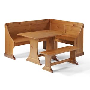 AnnClaire Golden Pine Breakfast Nook with Table and Bench