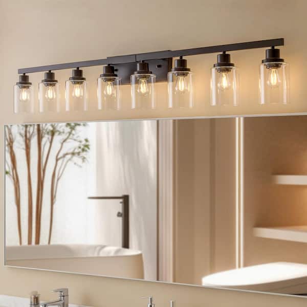 51 in. 8-Light Black Vanity Lights Fixture with no bulbs Included