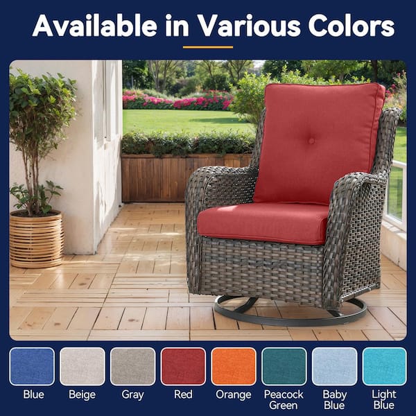 Modern 22 in. x 25 in. 2-Piece Deep Seating Outdoor Lounge Chair Cushion Set in Red with Center Button (2-Piece)