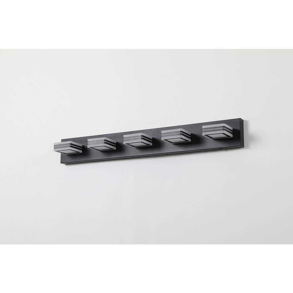 33 1/2 in. Black Modern Integrated LED Vanity Light Bar for Bathroom, 5 Light price history on PriceWatchPro