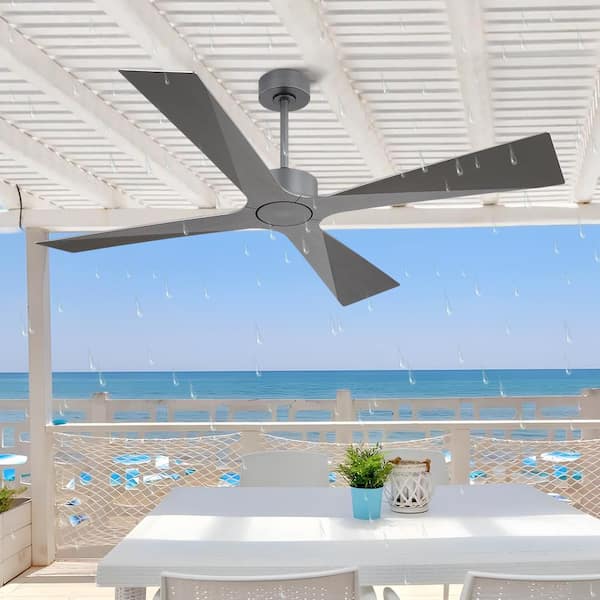 54 in. 4-ABS Blades Indoor Gray Ceiling Fan with Remote