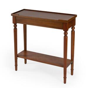 Aubrey 29 in. x 30.5 in. H x 29 in. W x 11 in. D Medium Brown Rectangle Wood Console Table